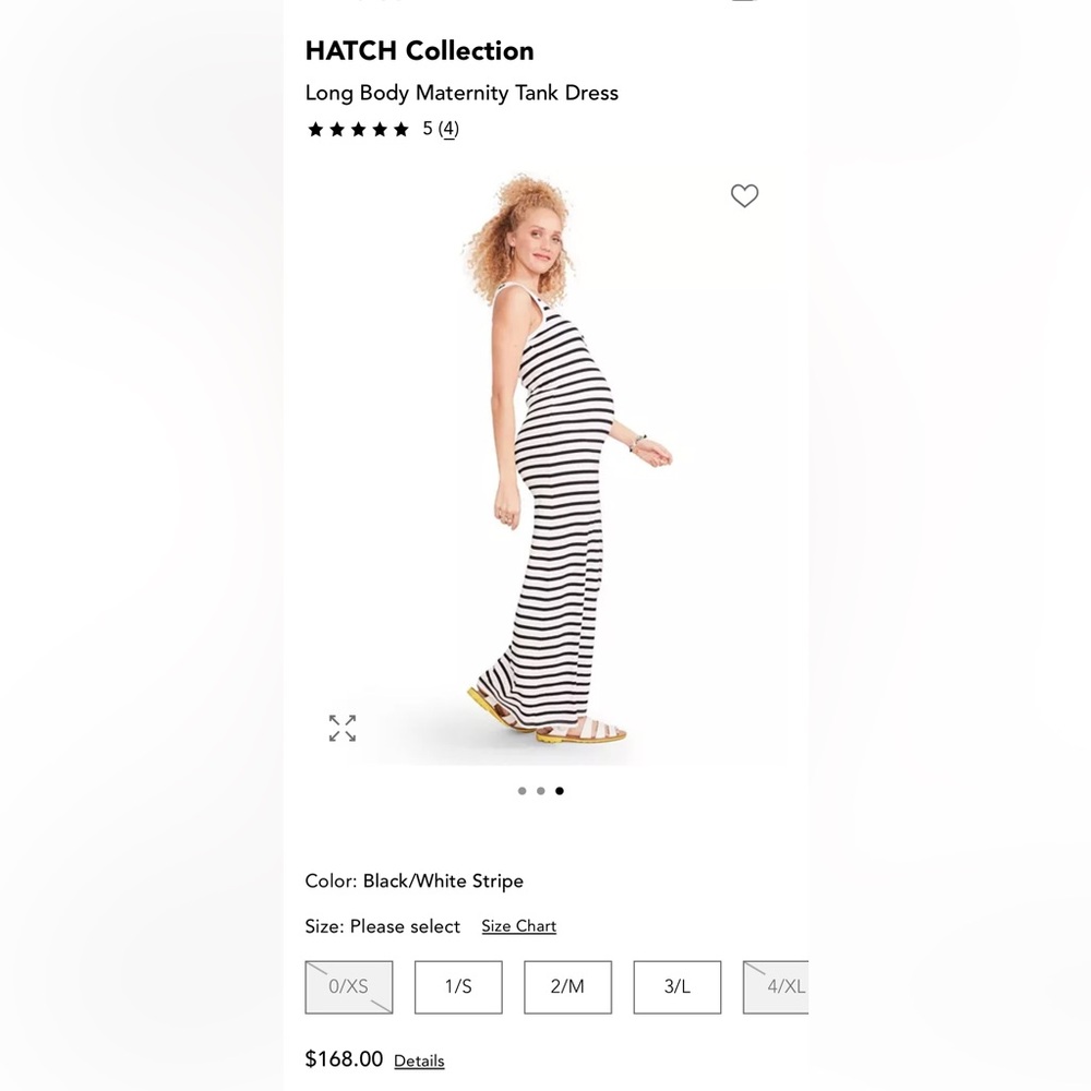 Hatch Ladies Black White Striped Maxi MATERNITY Dress-M